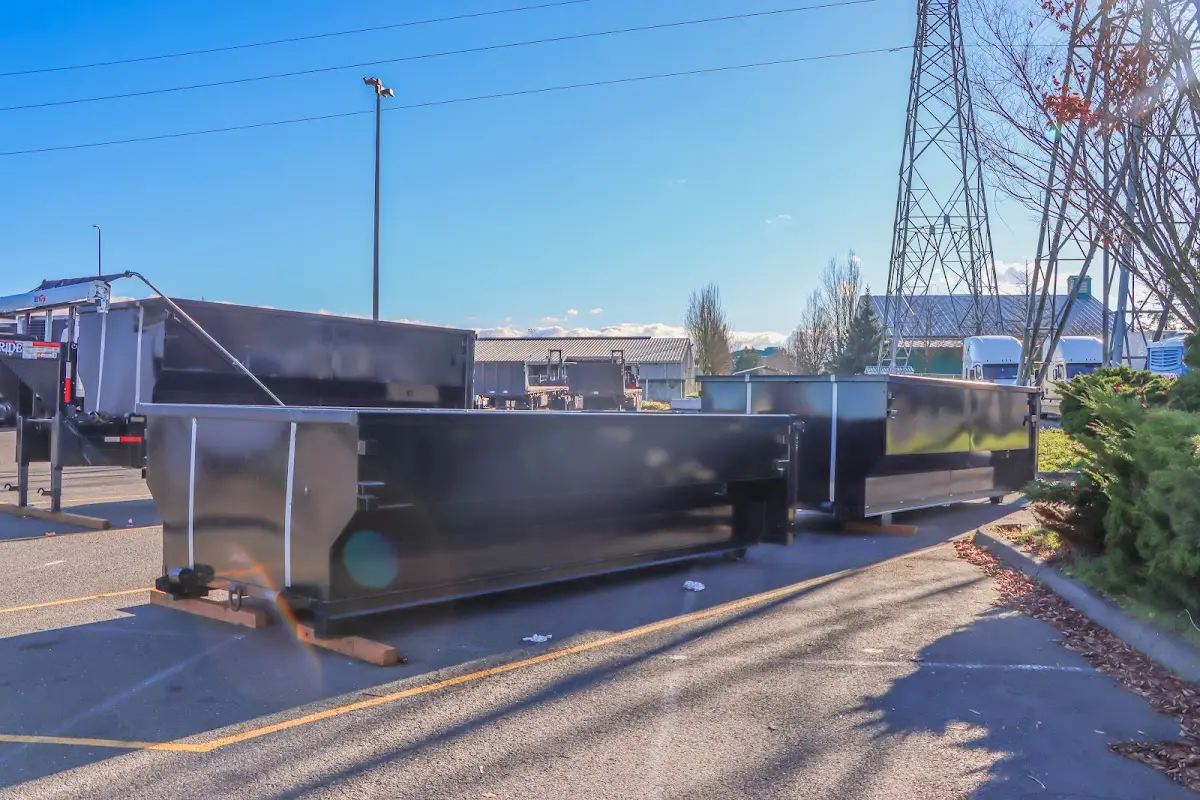 Roll-off dumpster ready for waste disposal at job site for Commercial Dumpster Rental in Bridgeport